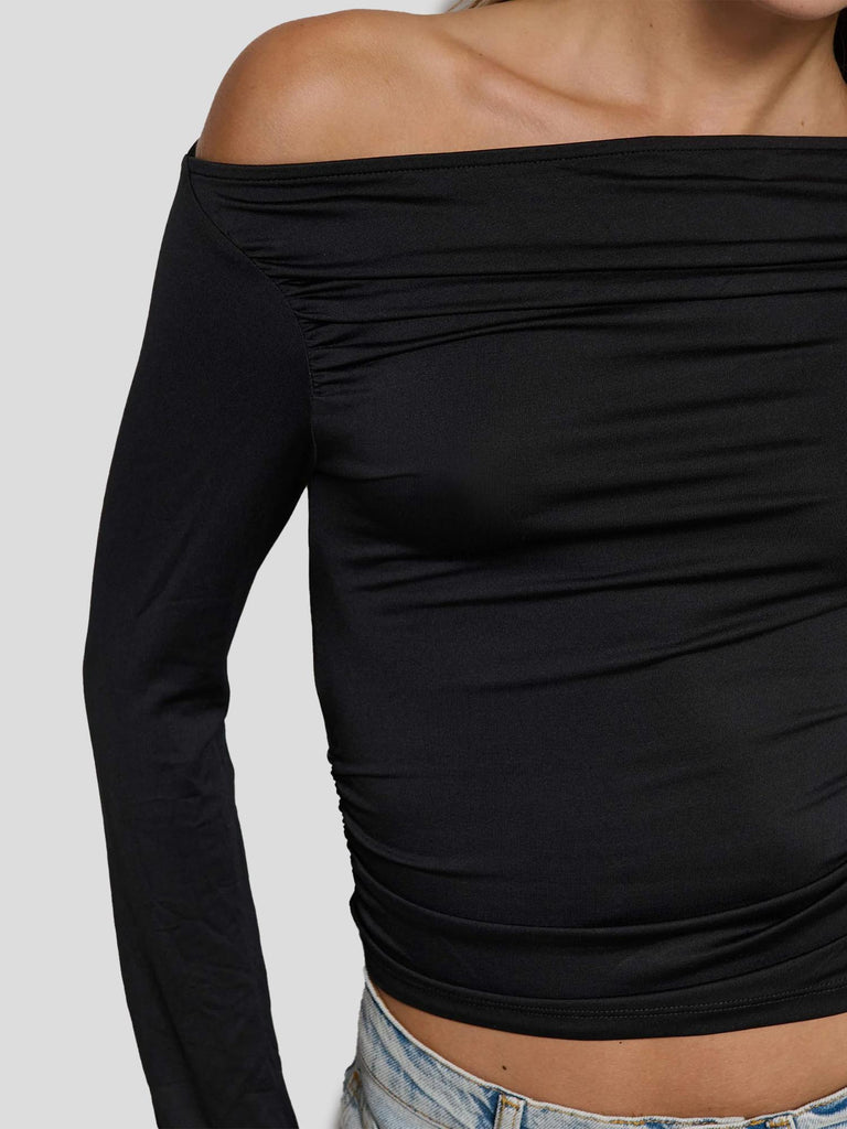 TOP SCOLLO ASIMMETRICO GRAVINA BLACK SUITE BENEDICT 