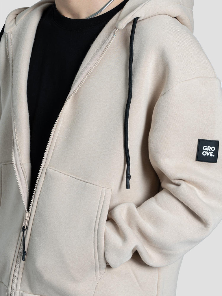 ZIP PATCH POLY HOODIE BARL351 SABBIA GROOVE 