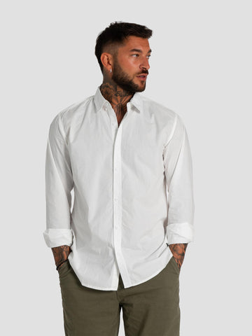 CONFORT FIT BASIC BUTTON DOWN SHIRT014 WHITE GROOVE 