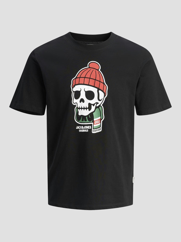 JORHOLIDAY SKULL TEE SS CN 12285754 BLACK JACK&JONES 