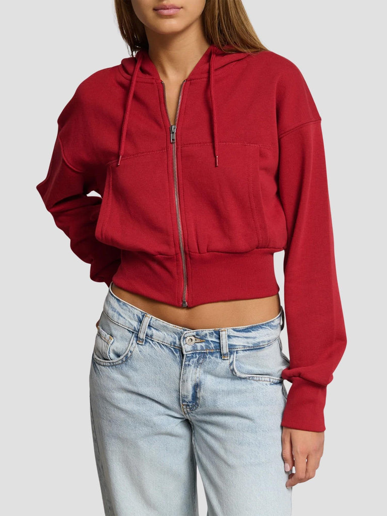 FELPA CON CAPPUCCIO CROP KOREA252 DK RED SUITE BENEDICT 
