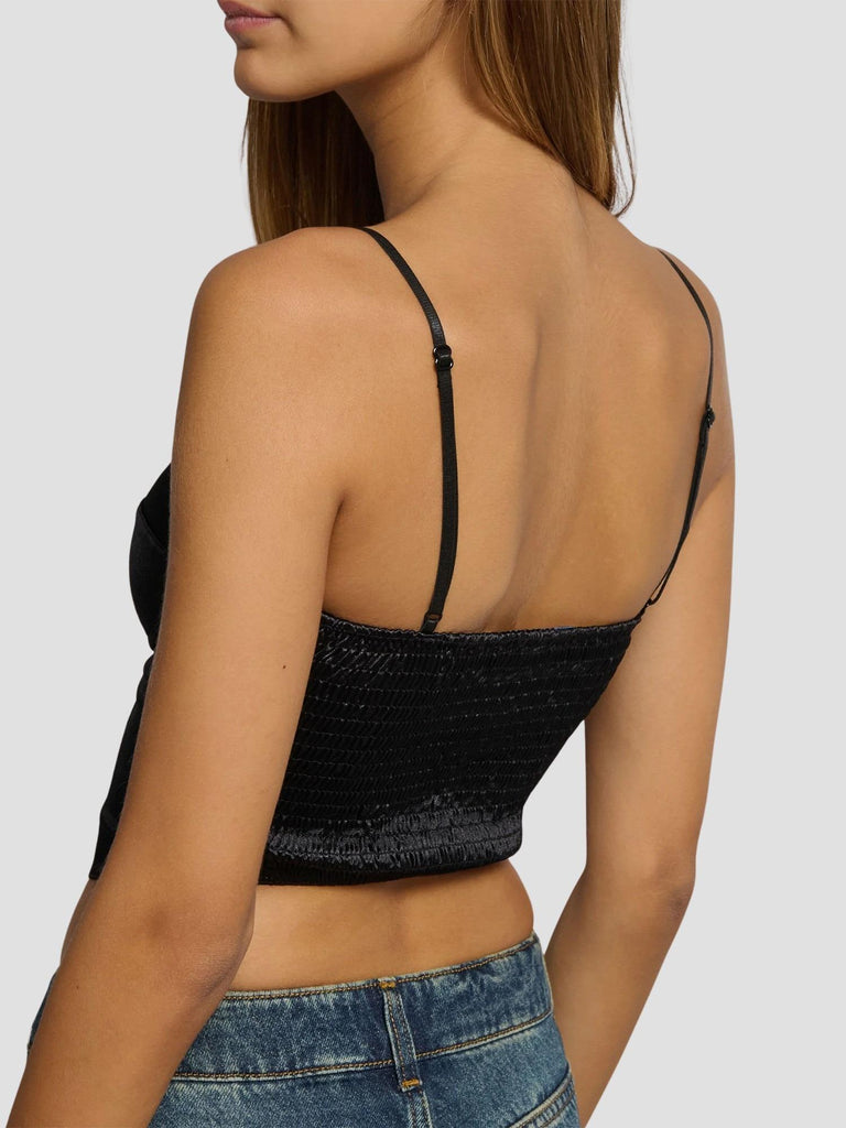 TOP BUSTINO ELASTICO EFFETTO RASO ALISON BLACK SUITE BENEDICT 