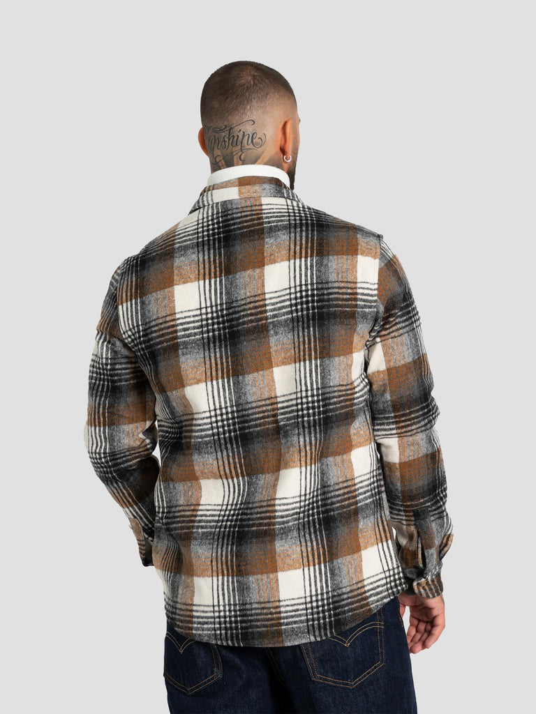 CHECK PADDED SHIRT019 PANNA MARRONE GROOVE 