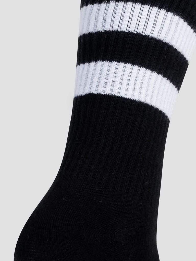 3PCS CREW SOCKS GRO1016 BLACK WHITE GROOVE 