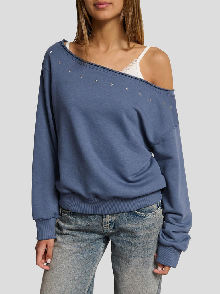 FELPA OFFSHOULDER CON BORCHIE KAMAYA-STUDS INK SUITE BENEDICT 