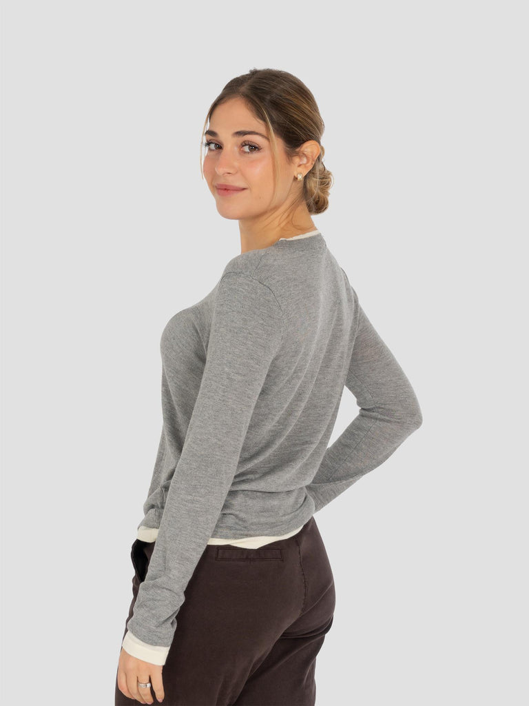 MAGLIONCINO DOPPIATO E209 GRIGIO PANNA GROOVE 