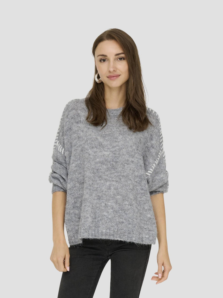 JDYZOEY LIFE L/S ON STITCH PULL KNT NOOS 15336758 LIGHT GREY MELANGE JACQUELINE DE YONG 