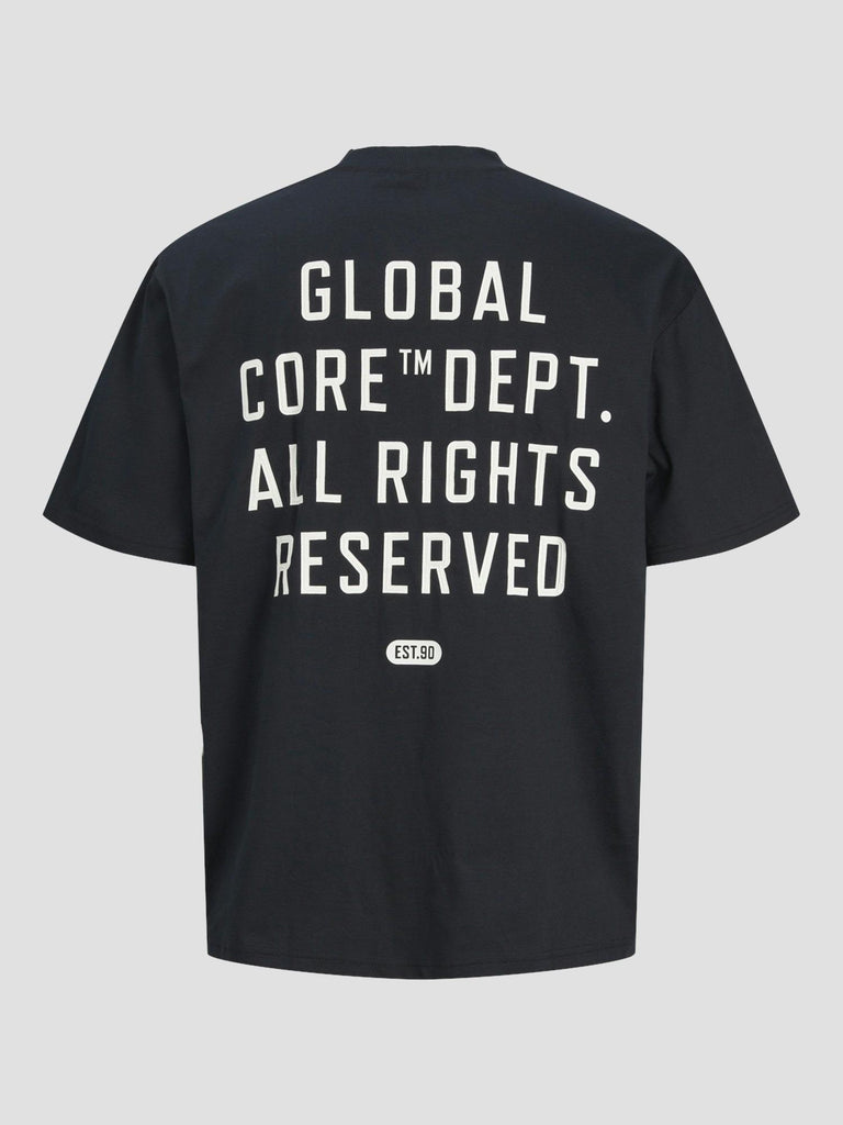 JCOCONCRETE TEXT BACK TEE SS CREW NECK 12273287 BLACK JACK&JONES 