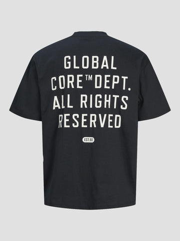 JCOCONCRETE TEXT BACK TEE SS CREW NECK 12273287 BLACK JACK&JONES 