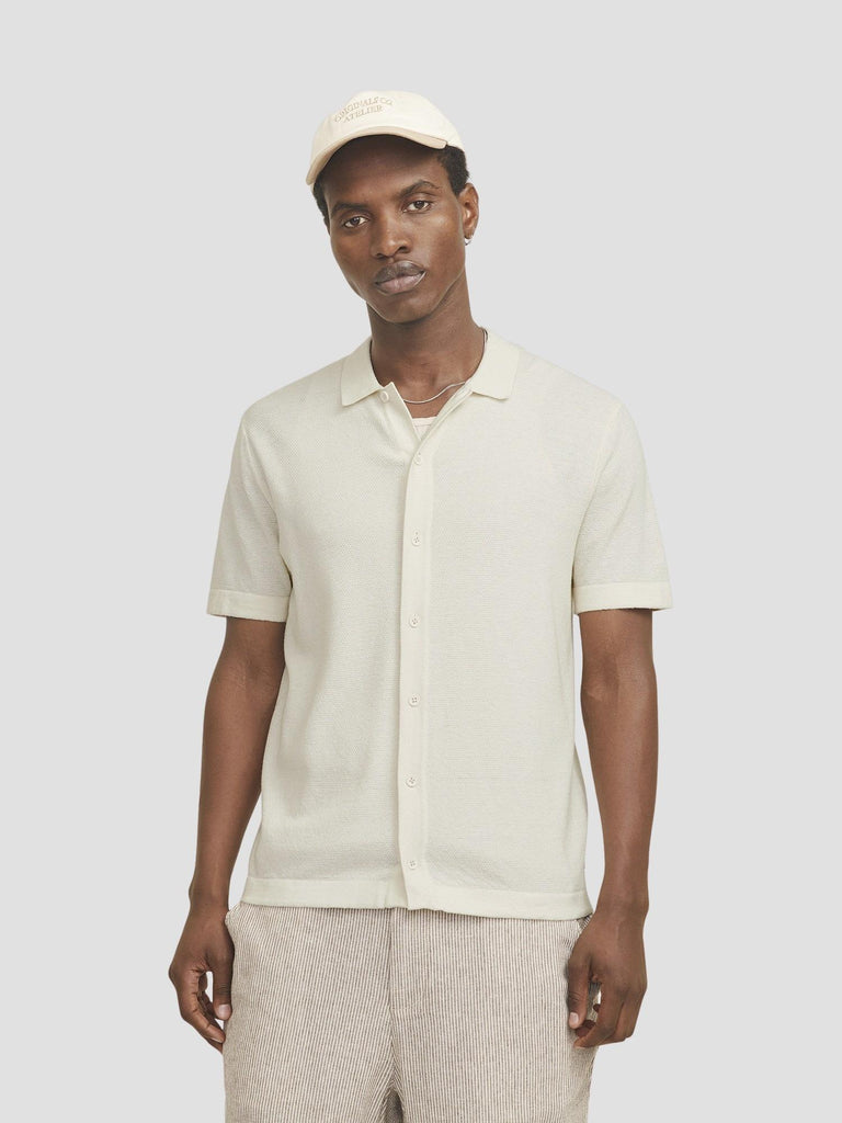 JJEEMIL KNIT STRUCTURE SHIRT SS SN 12268220 CLOUD DANCER JACK&JONES 