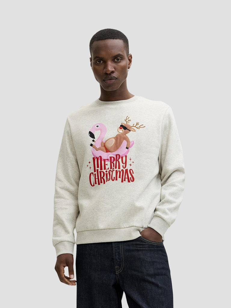 JJCHRISTMAS SWEAT CREW NECK XMAS 12279225 WHITE MELANGE JACK&JONES 