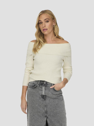 ONLKATIA LS OFF SHOULDER KNT NOOS 15311830 WHITECAP GRAY ONLY 