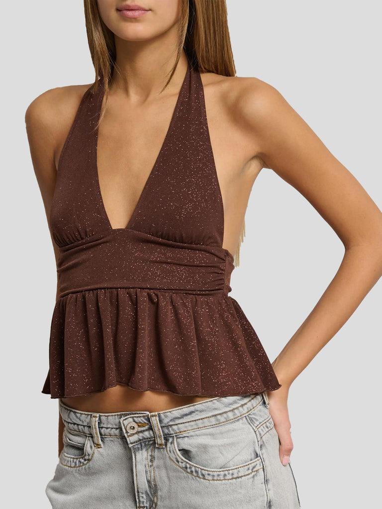 TOP GLITTERATO CON BALZA ASTRA-LX FANGO SUITE BENEDICT 