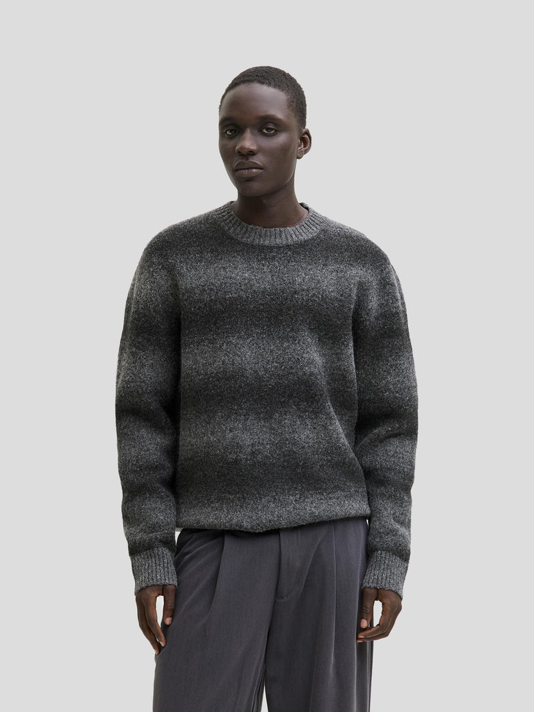 JPRBLUTYLER KNIT STRIPED CREW NECK 12286239 DARK GREY MELANGE JACK&JONES 