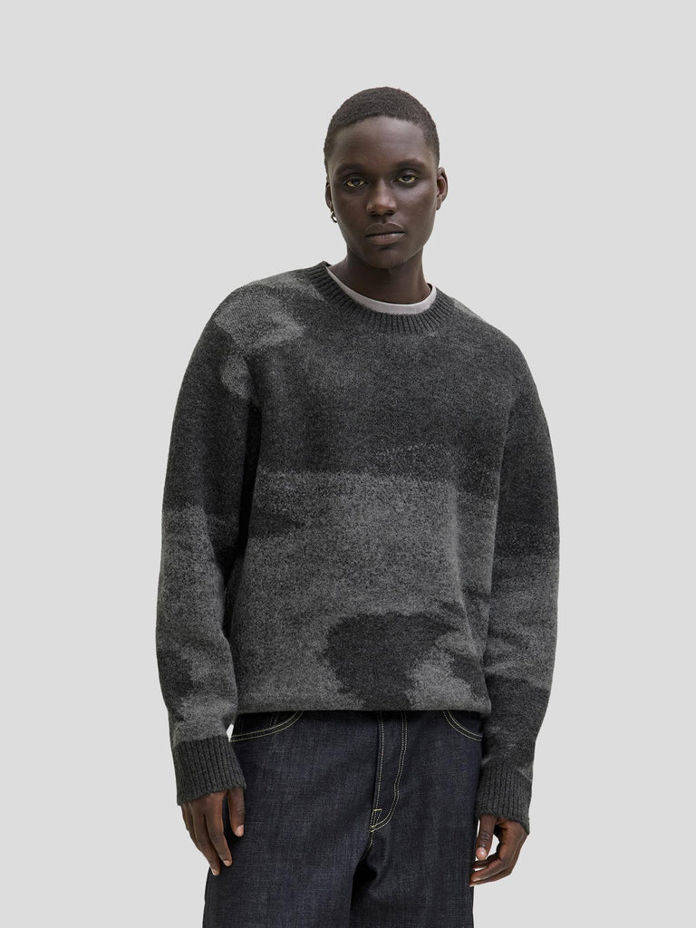 JCOFLARE KNIT AOP CREW NECK 12287945 BLACK JACK&JONES 