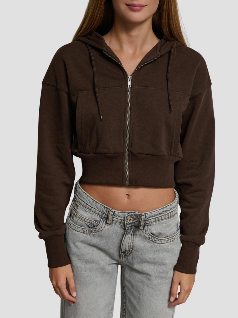FELPA CON CAPPUCCIO CROP KOREA252 BROWN SUITE BENEDICT 