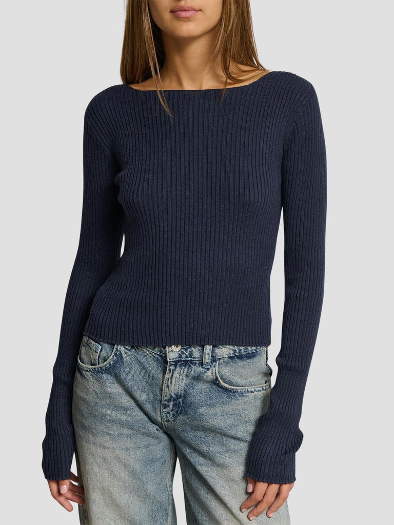 MAGLIA MANICA LUNGA A COSTINE PANCHINA-NEW252 DK NAVY SUITE BENEDICT 