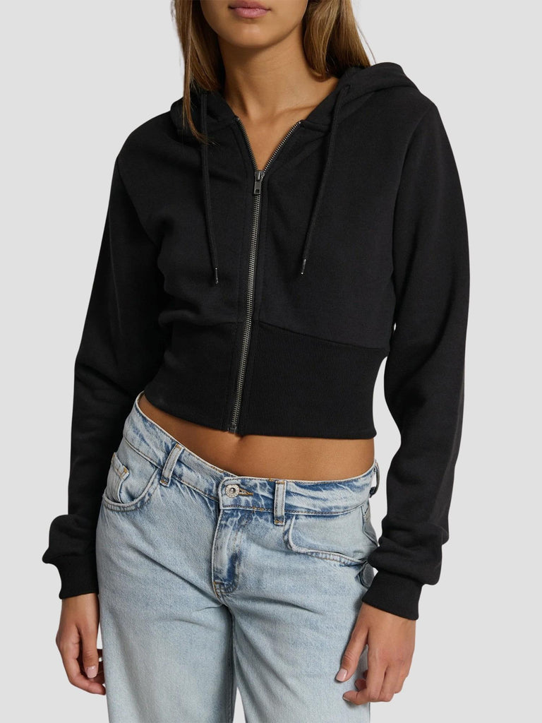 FELPA CROP EFFETTO CORSETTO KREPE252 BLACK SUITE BENEDICT 