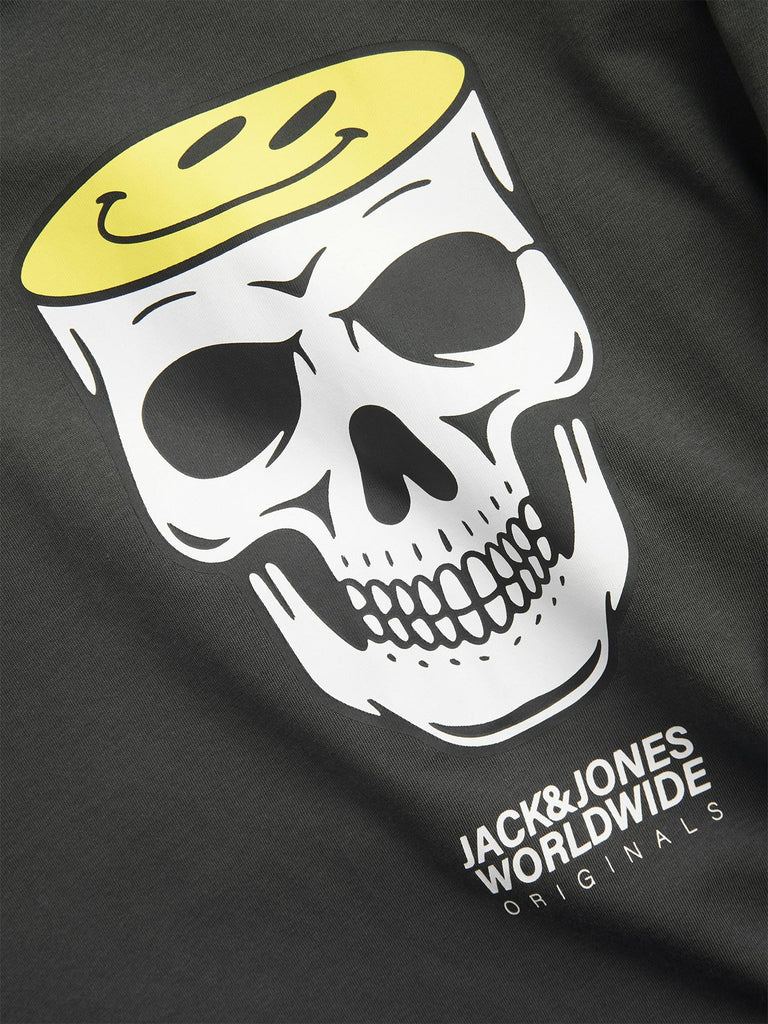 JORHOLIDAY SKULL TEE SS CN 12285754 ASPHALT JACK&JONES 