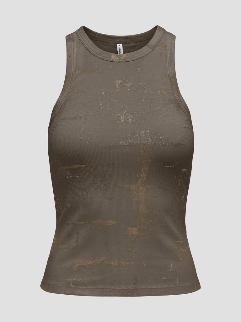 ONLISLA S/L O-NECK COATED TOP JRS 15342924 WALNUT ONLY 