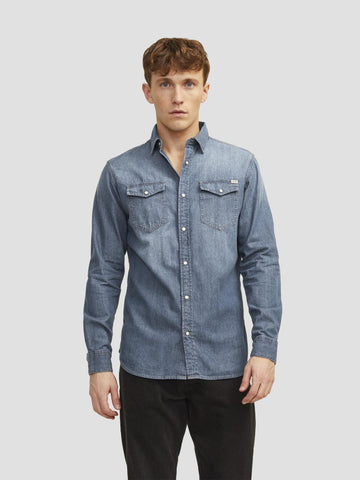 SHERIDAN SHIRT L/S NOOS 12138115 MEDIUM BLUE DENIM JACK&JONES 