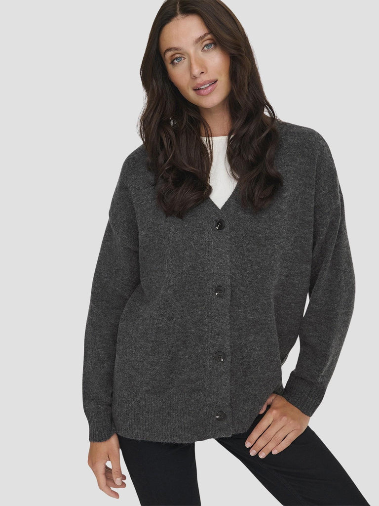 ONLHOUSTON LS CARDIGAN V-NECK KNT 15353192 DARK GREY MELANGE ONLY 